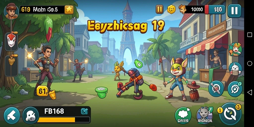 Tampilan gameplay FB168 yang menarik dan penuh warna.