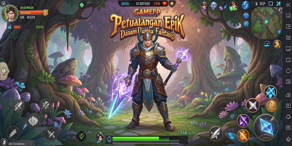 Tangkapan layar utama GAMERP menampilkan karakter beraksi dalam pertempuran RPG.