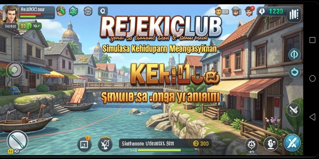 Tampilan gameplay REJEKICLUB yang menampilkan interaksi karakter.